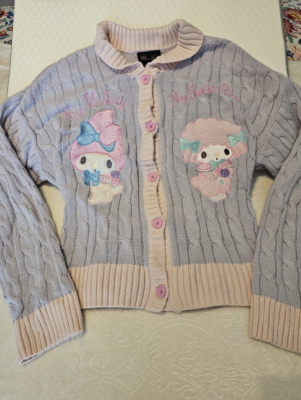 Sanrio x Hot Topic My Melody & My Sweet Piano Cable Knit Cardigan Medium